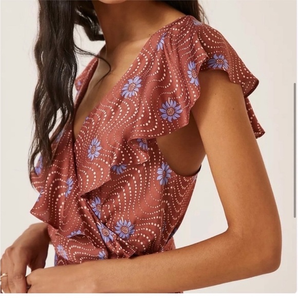 Anthropologie Ruffle Sleeve Printed-Wrap Maxi Dress - Picture 3 of 12